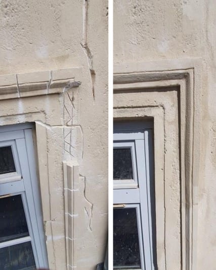 Encadrement de fenêtre rénové à Montpellier par un cordiste spécialisé en travaux en hauteur